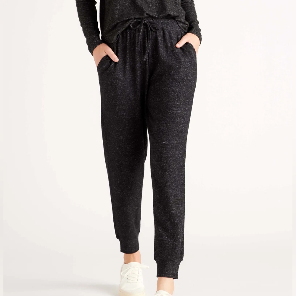Quince Brushed Lounge Jogger Pants Charcoal Grey Sz L🌸🌸